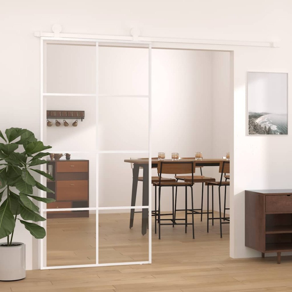 vidaXL Skjutdörr ESG-glas och aluminium 102,5x205 cm vit