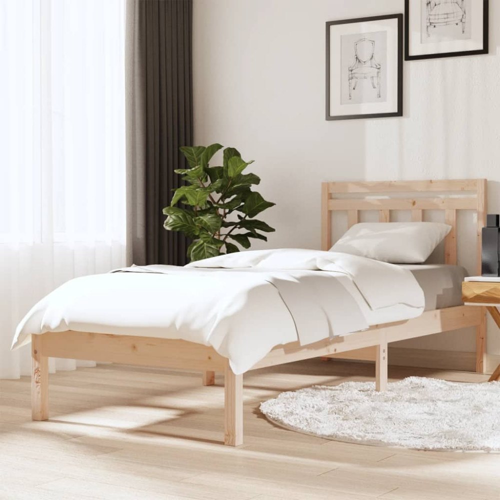 vidaXL Sängram massivt trä 75x190 cm