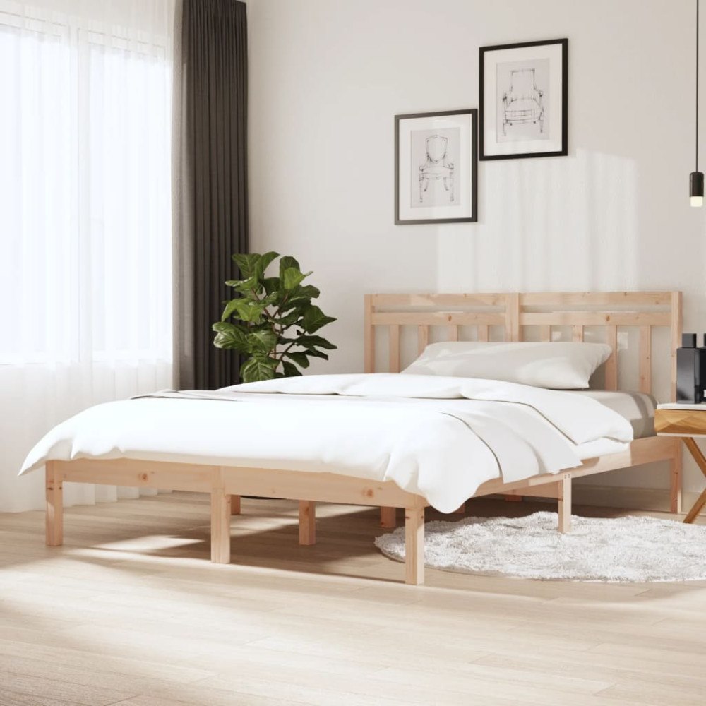 vidaXL Sängram massiv furu 120x190 cm