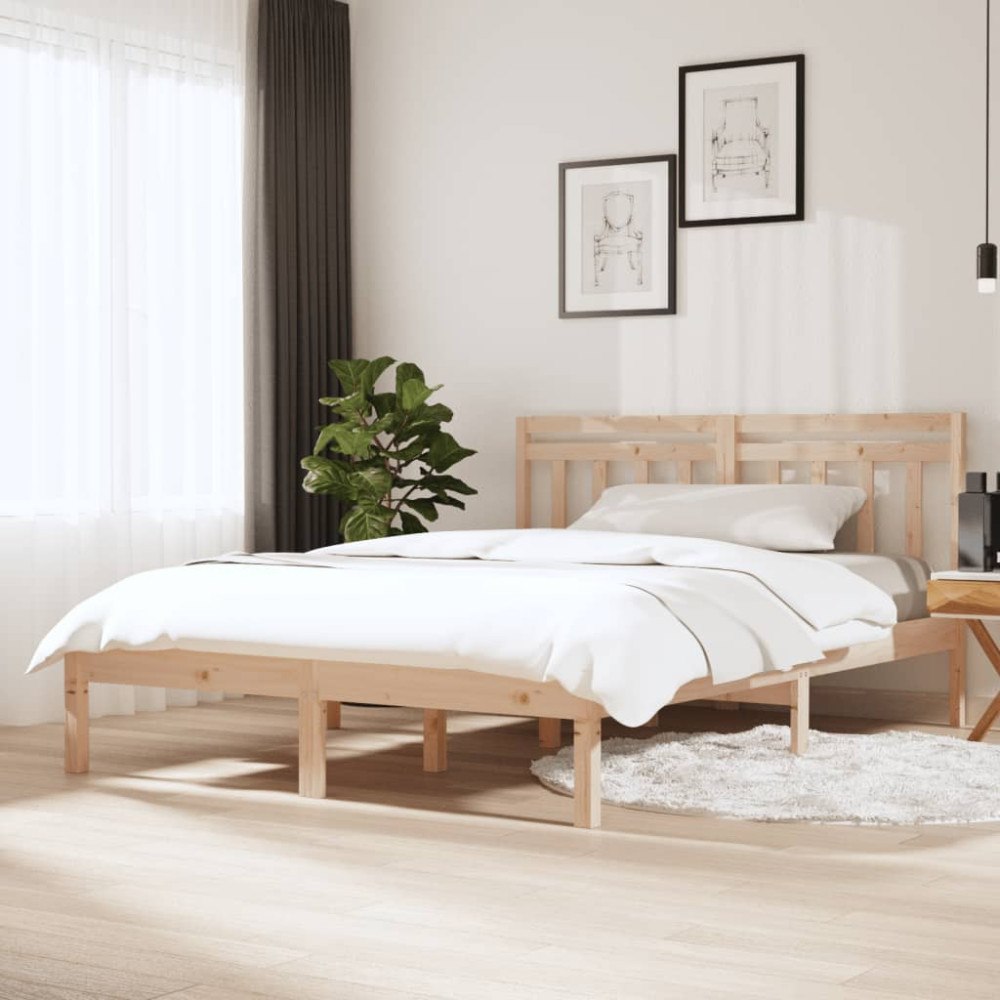 vidaXL Sängram massiv furu 140x190 cm