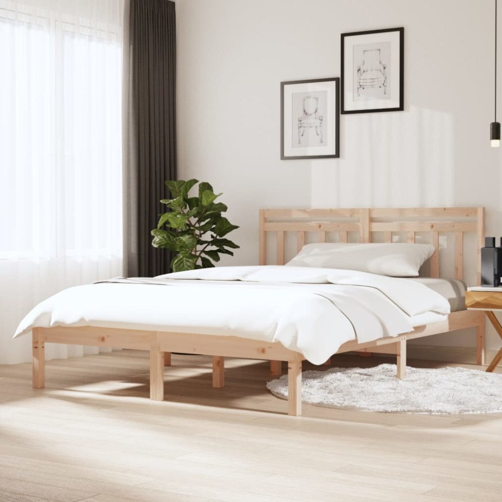 vidaXL Sängram massiv furu 140x200 cm