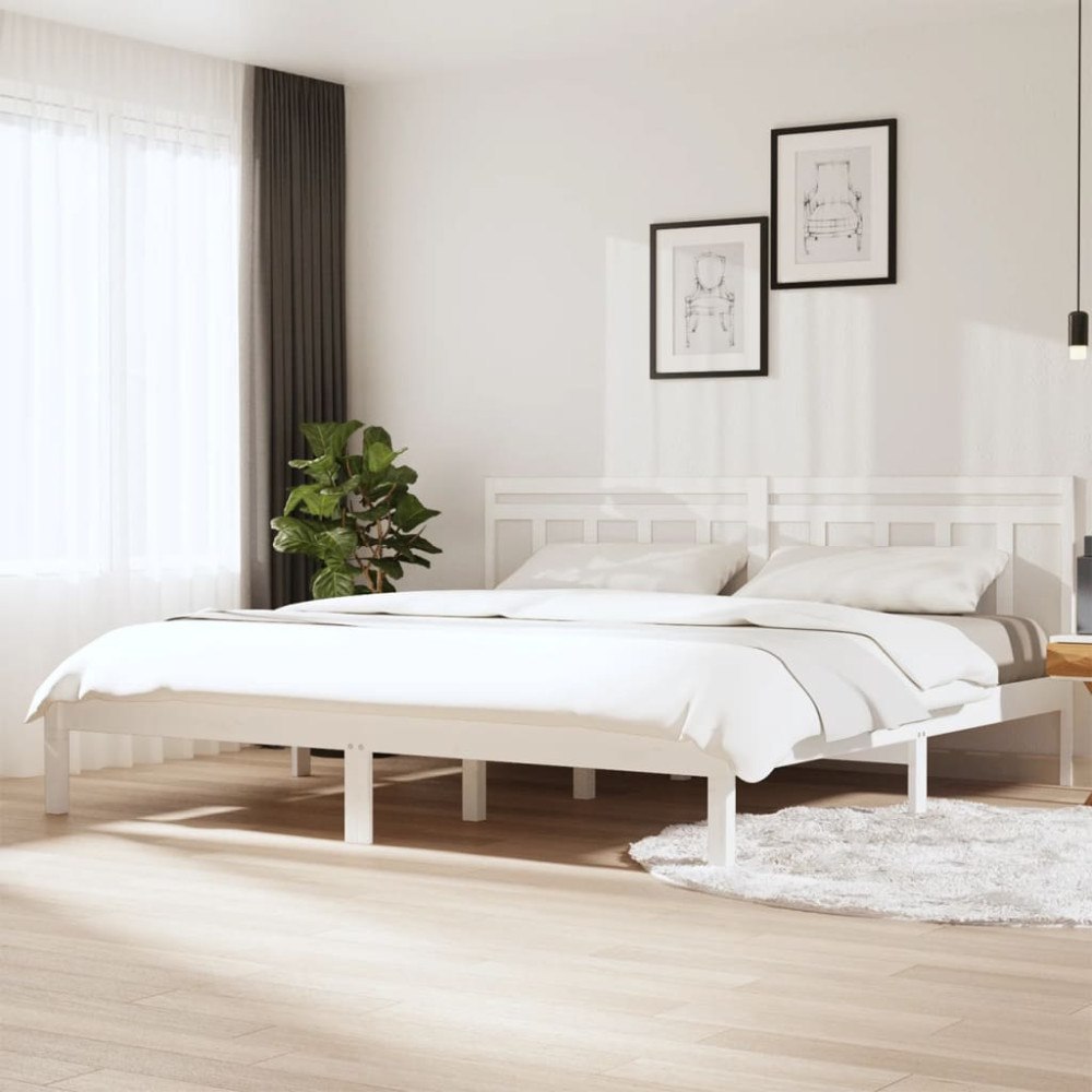 vidaXL Sängram vit massiv furu 200x200 cm