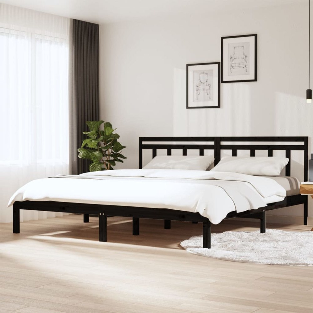 vidaXL Sängram svart massiv furu 200x200 cm