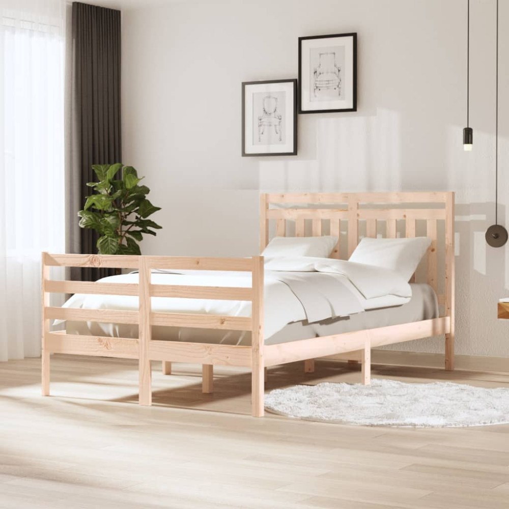 vidaXL Sängram massiv furu 120x190 cm