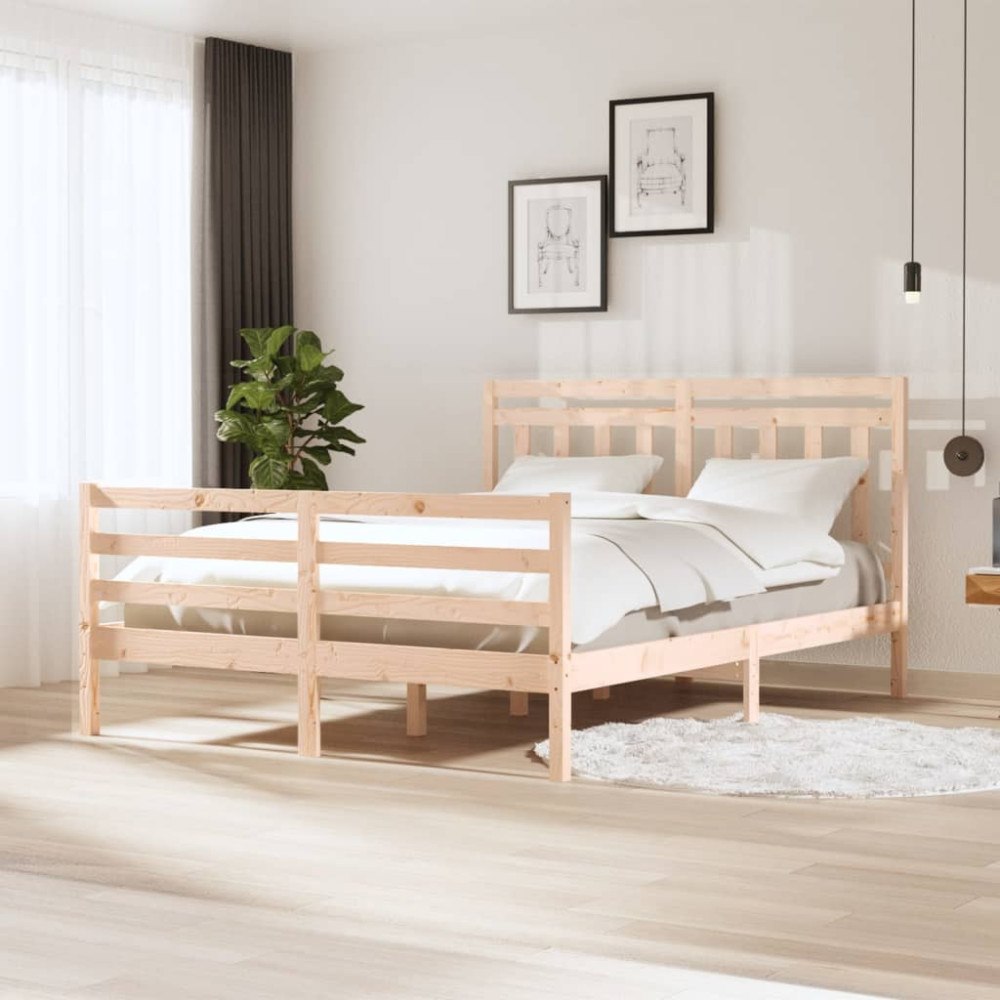 vidaXL Sängram massivt trä 160x200 cm