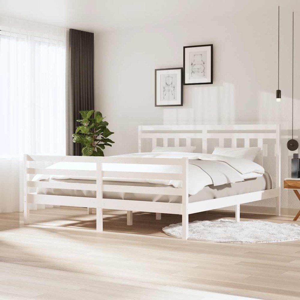 vidaXL Sängram massivt trä 180x200 cm vit