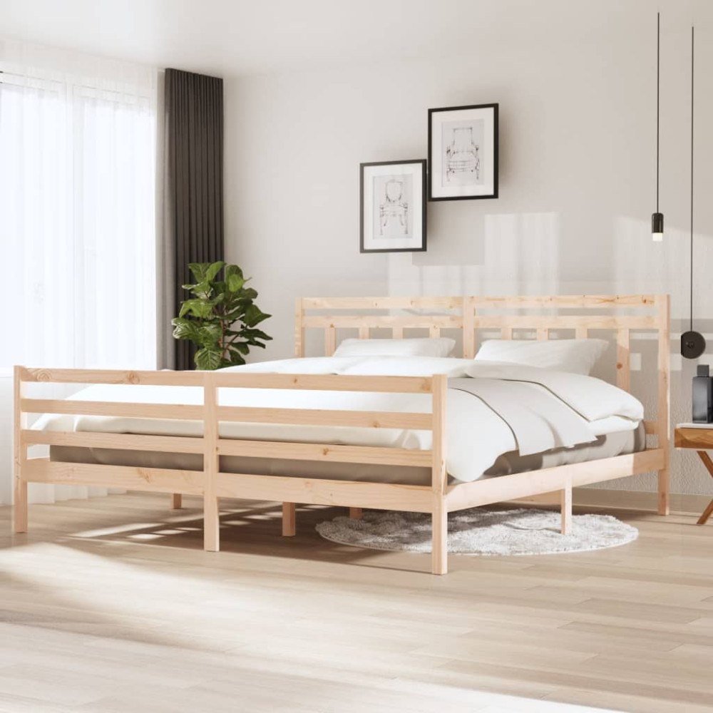 vidaXL Sängram massivt trä 200x200 cm