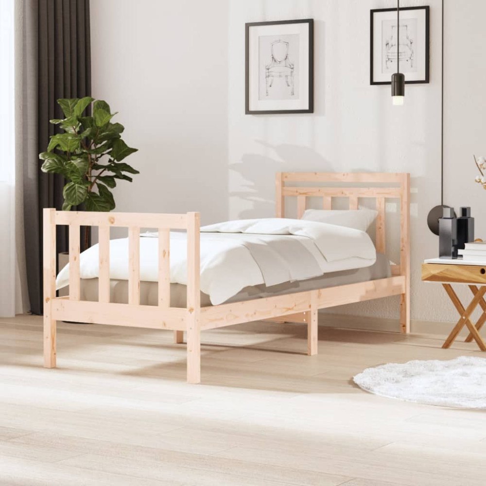 vidaXL Sängram massivt trä 75x190 cm