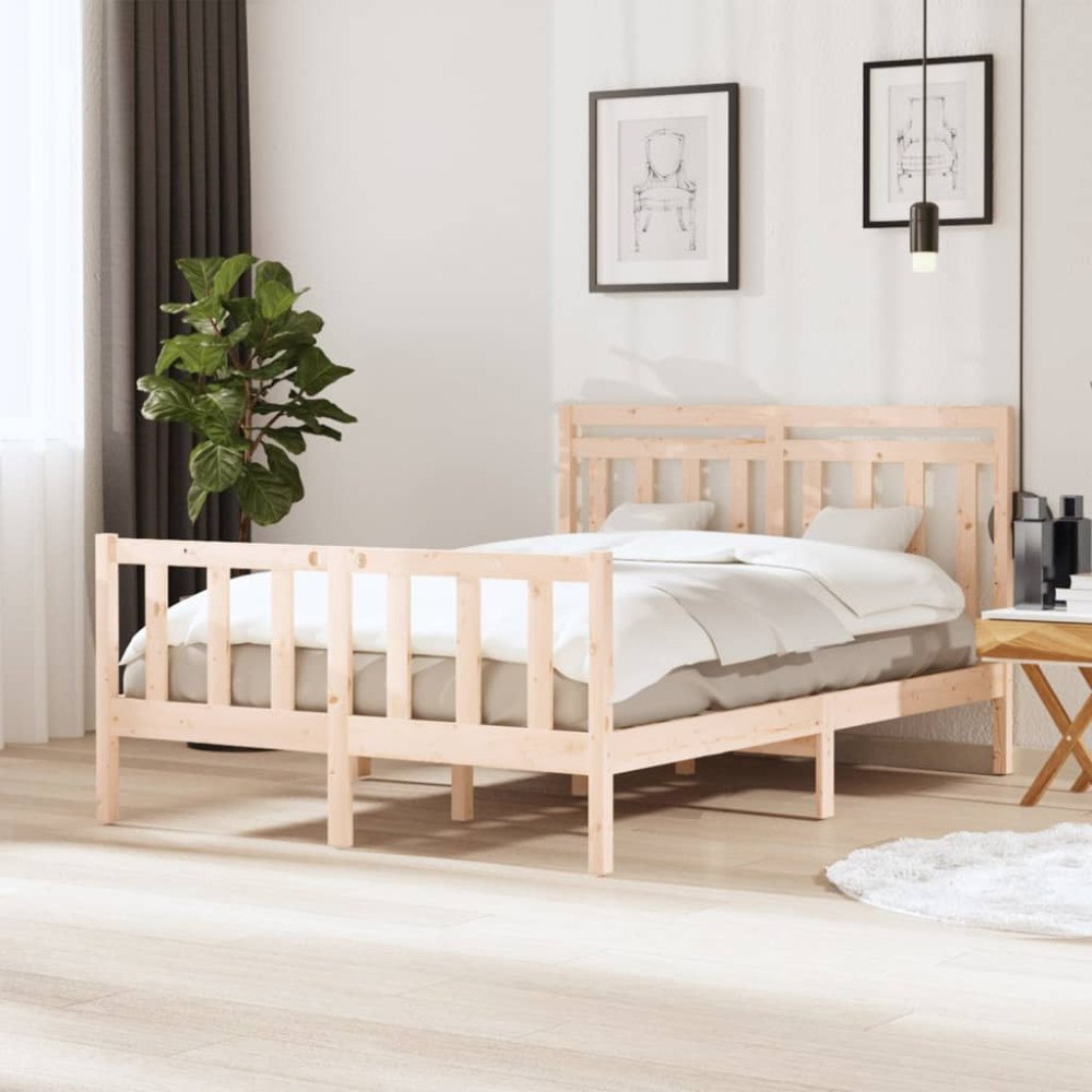 vidaXL Sängram massivt trä 140x190 cm