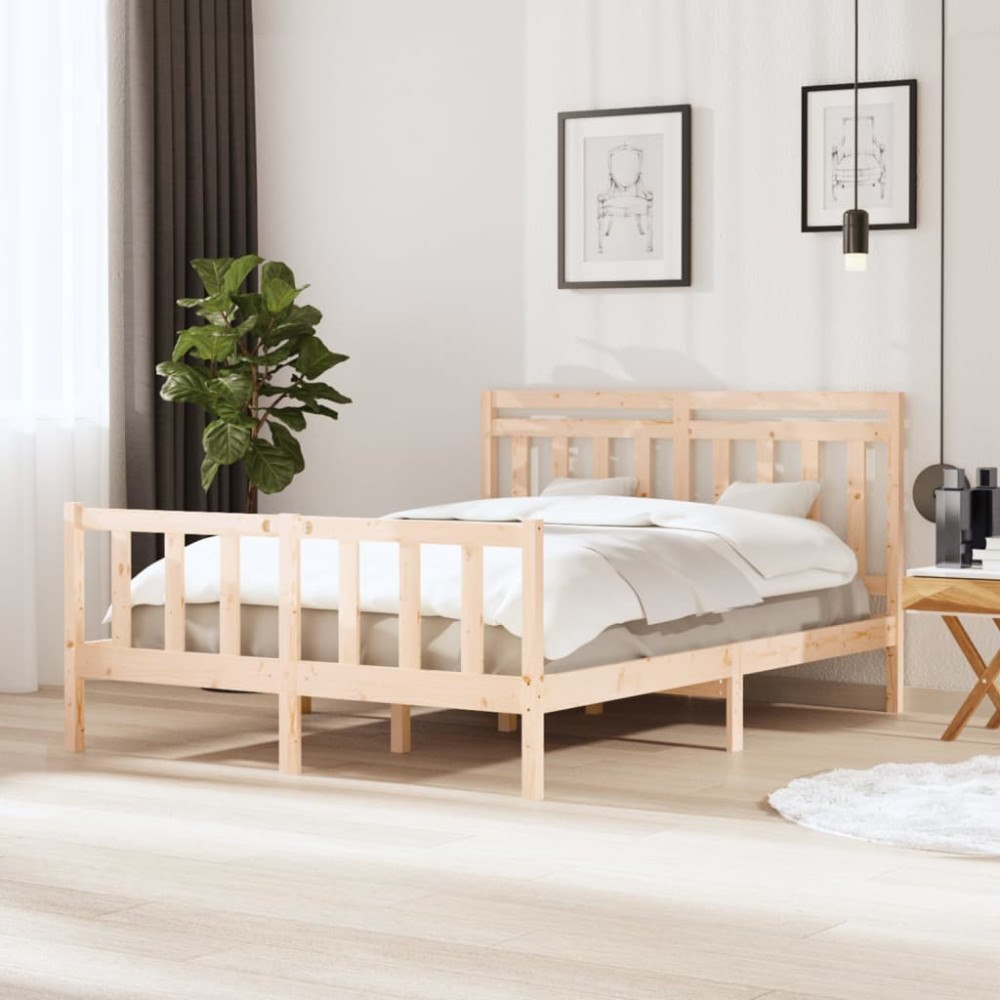 vidaXL Sängram massivt trä 150x200 cm