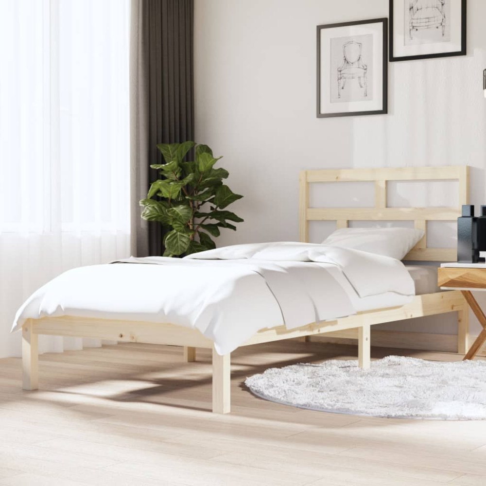 vidaXL Sängram massiv furu 90x190 cm