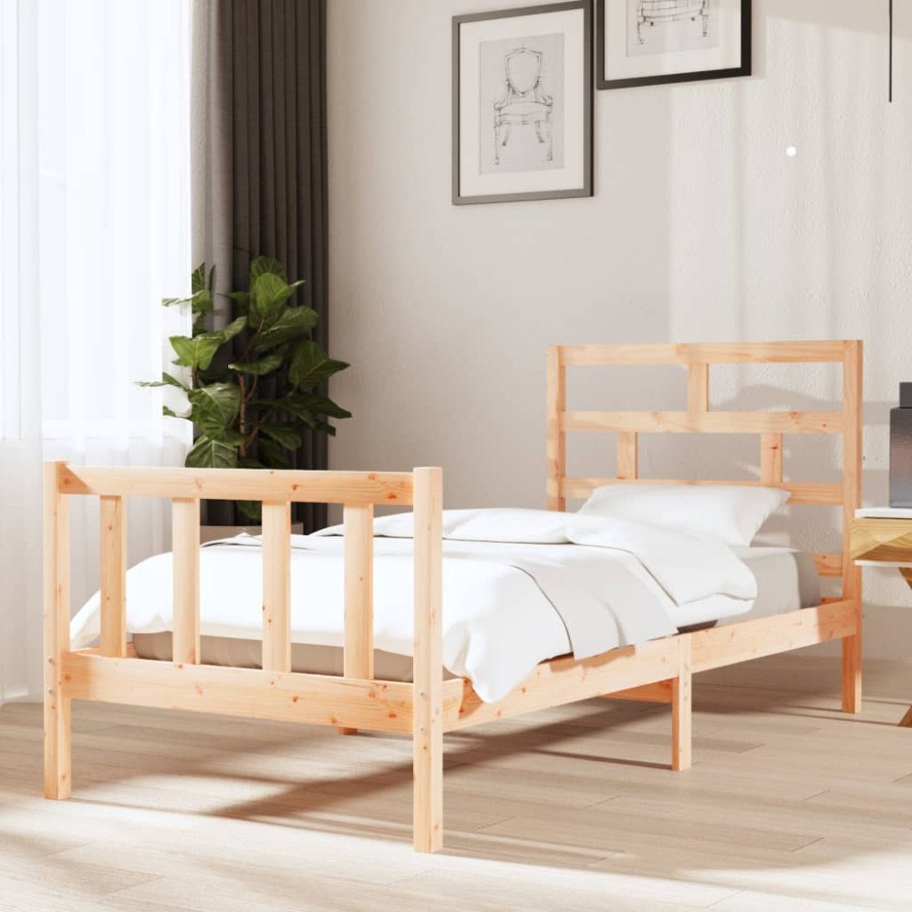 vidaXL Sängram massiv furu 90x190 cm