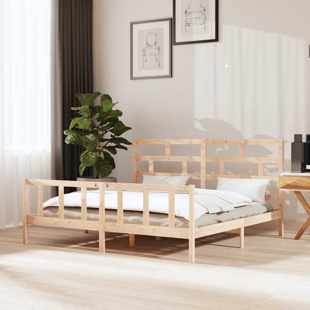 vidaXL Sängram massiv furu 200x200 cm