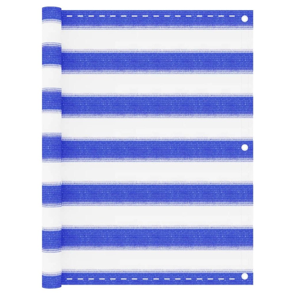 vidaXL Balkongskärm blå och vit 75x500 cm HDPE