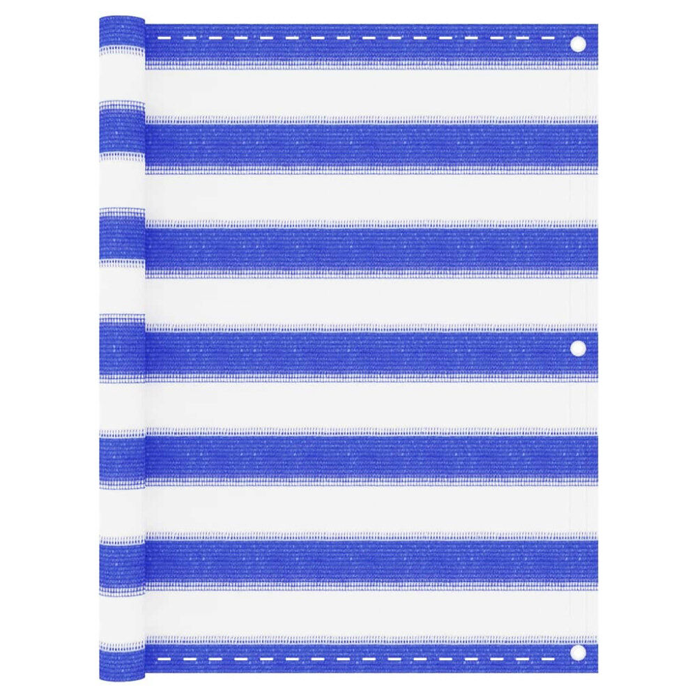 vidaXL Balkongskärm blå och vit 75x500 cm HDPE