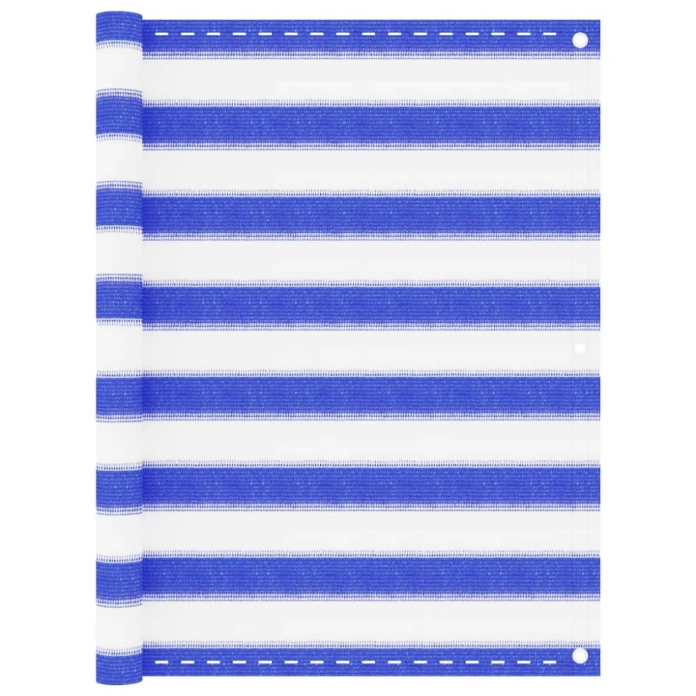 vidaXL Balkongskärm blå och vit 90x400 cm HDPE