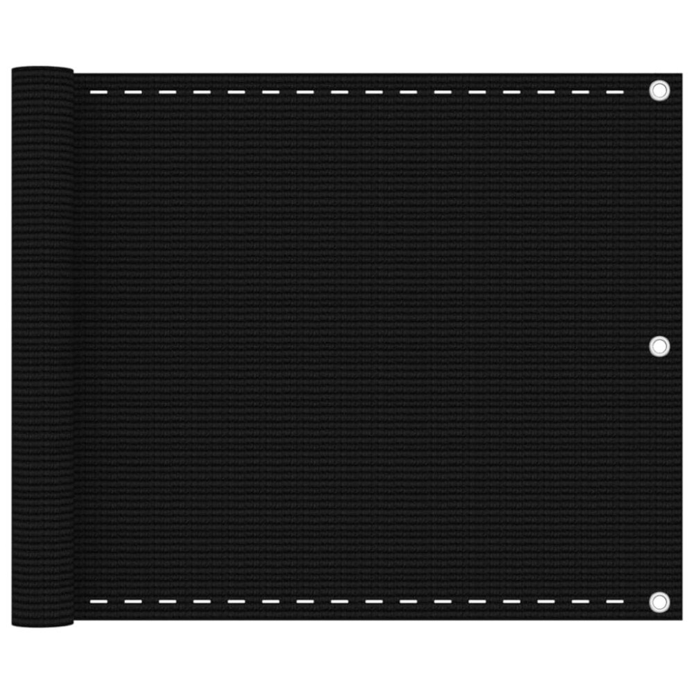 vidaXL Balkongskärm svart 75x600 cm HDPE