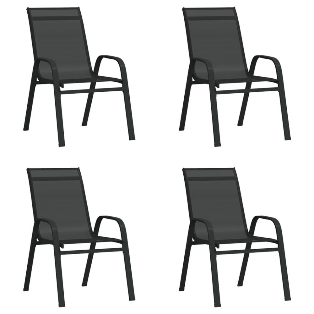 vidaXL Stapelbara trädgårdsstolar 4 st svart textilentyg