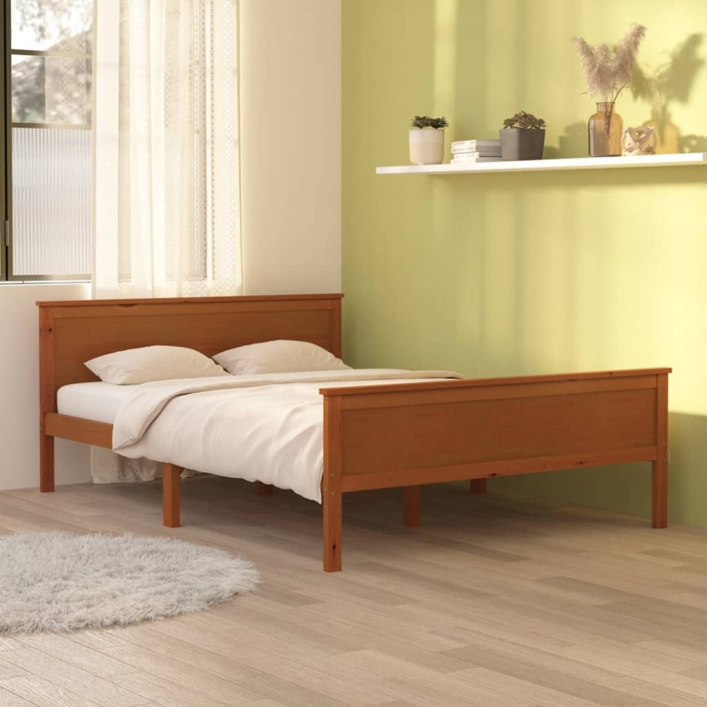vidaXL Sängram honungsbrun massiv furu 140x200 cm