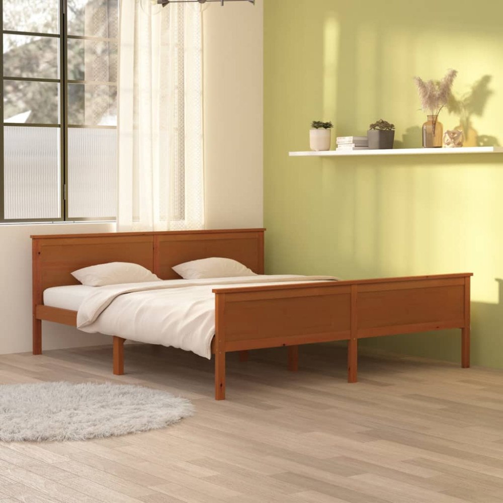 vidaXL Sängram honungsbrun massiv furu 180x200 cm