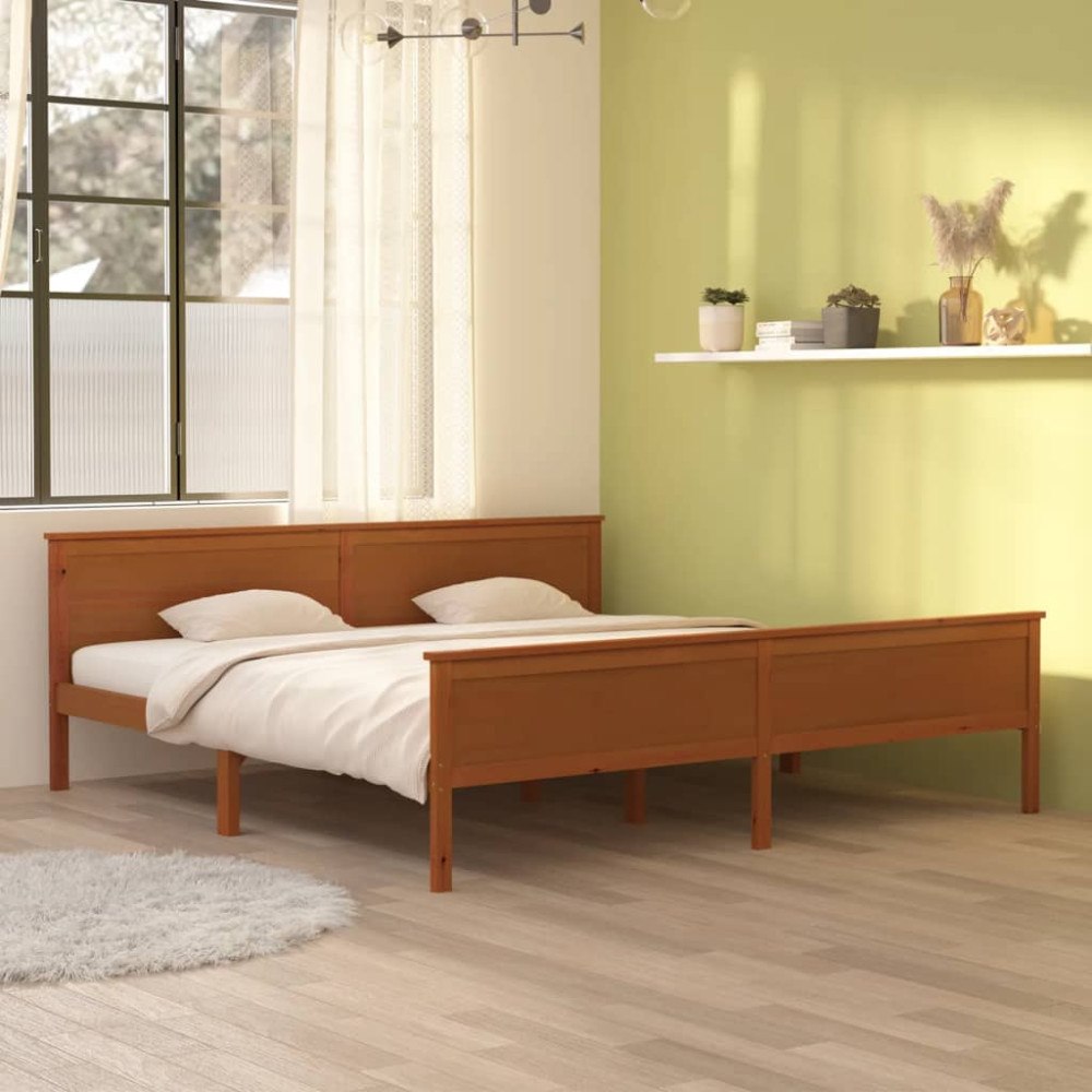 vidaXL Sängram honungsbrun massiv furu 200x200 cm