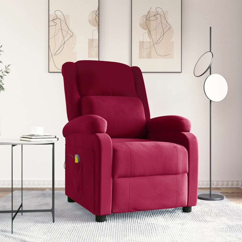 vidaXL Massagefåtölj vinröd sammet