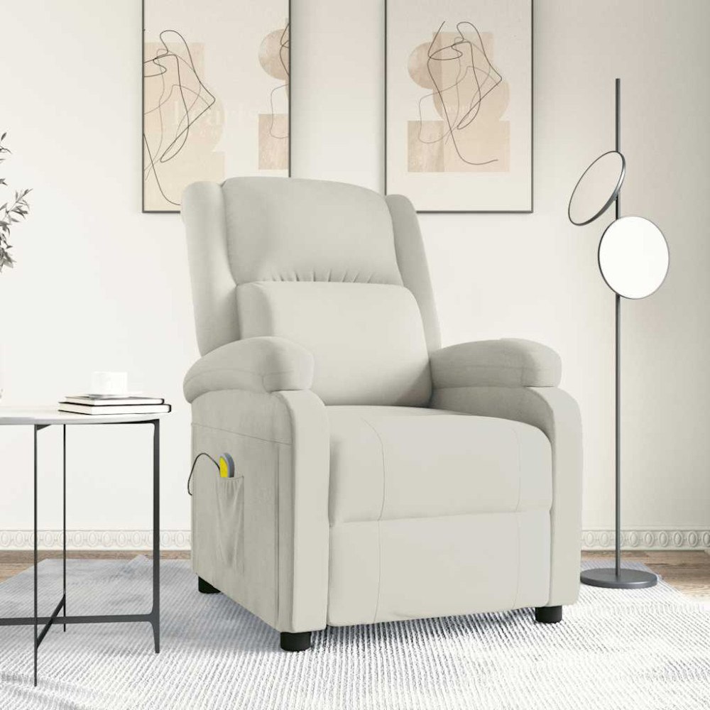 vidaXL Massagefåtölj gräddvit sammet