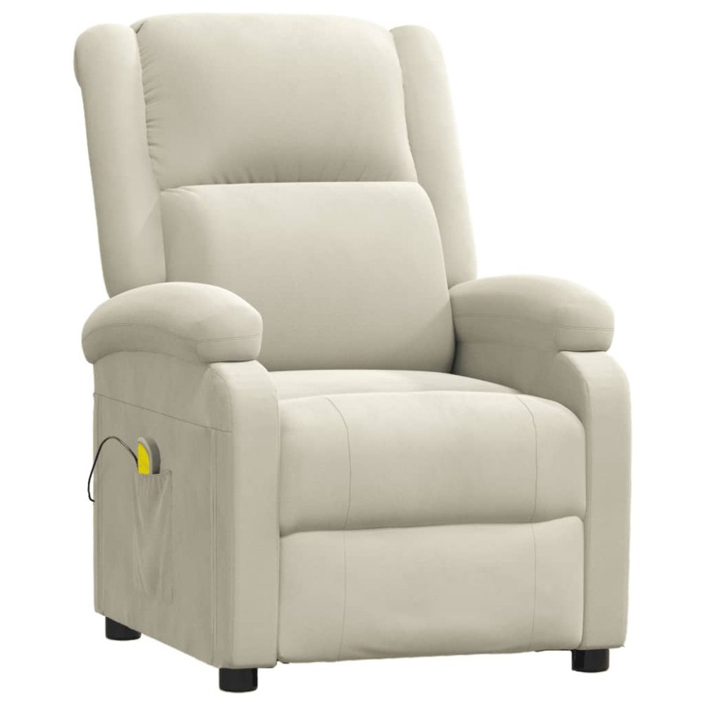 vidaXL Massagefåtölj gräddvit sammet