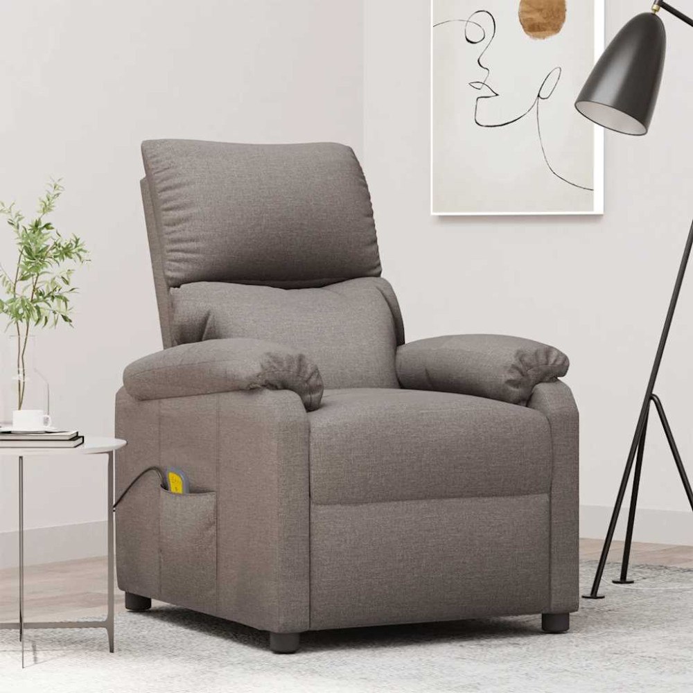 vidaXL Massagefåtölj taupe tyg