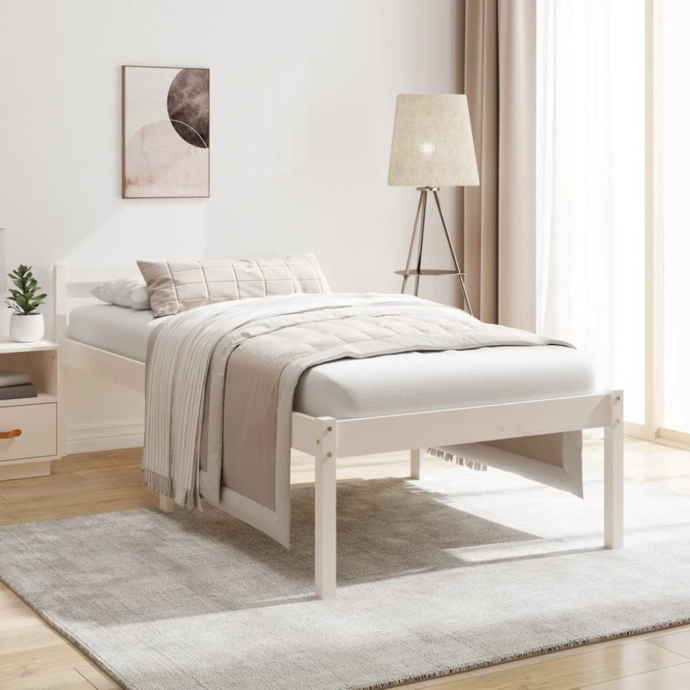 vidaXL Säng vit 90x200 cm massiv furu