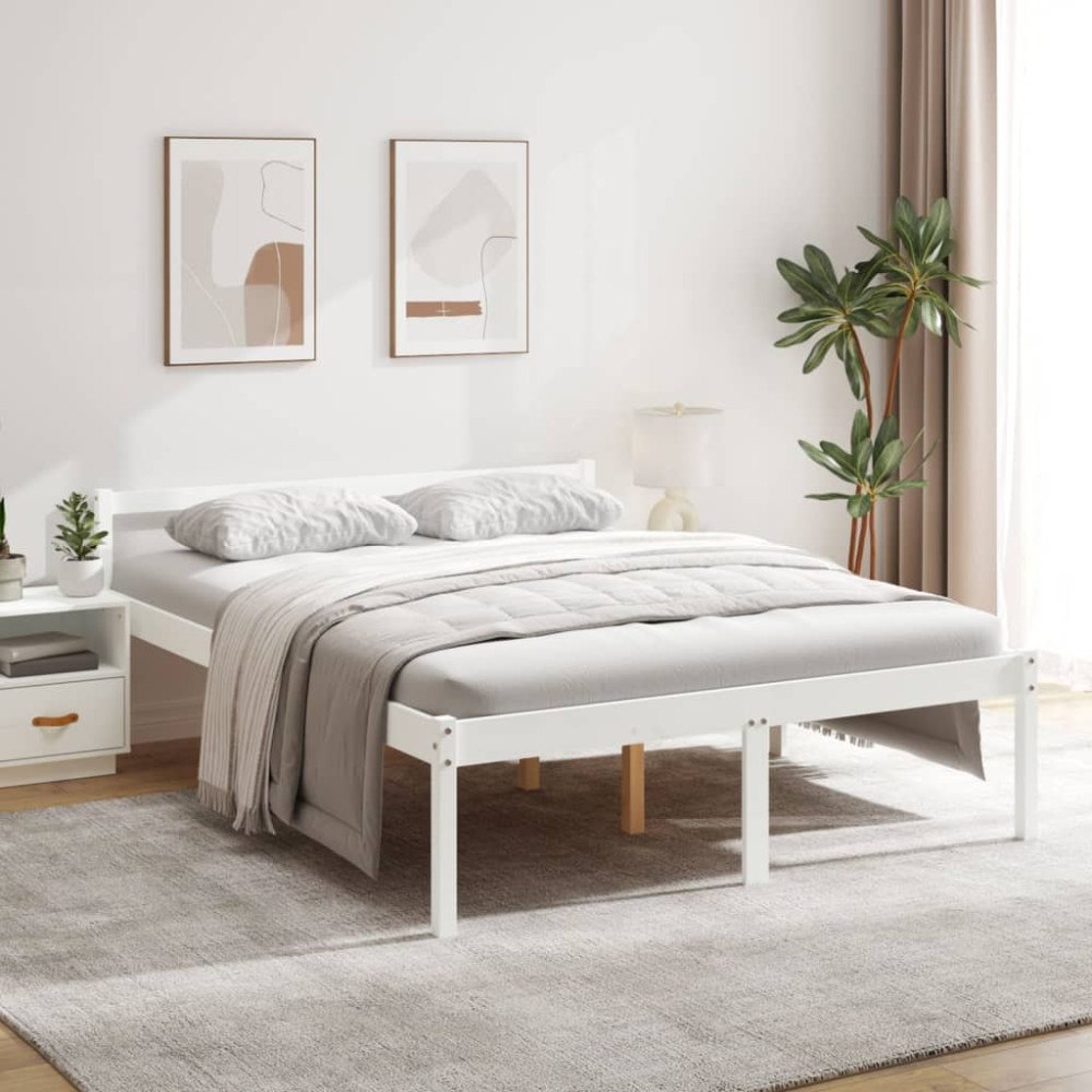vidaXL Säng vit 150x200 cm massiv furu