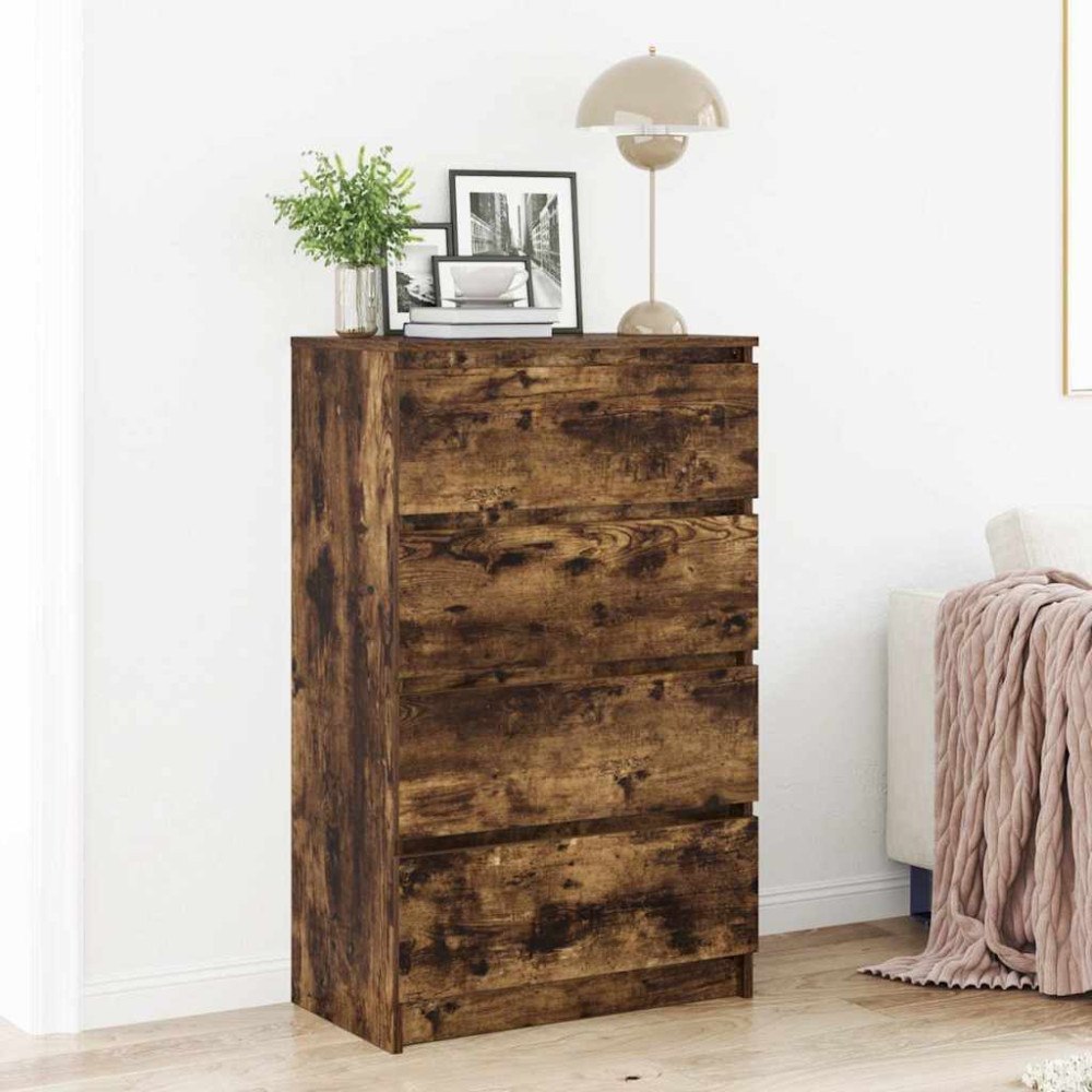 vidaXL Byrå rökfärgad ek 60x35x98,5 cm konstruerat trä