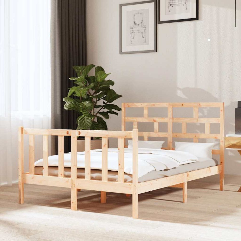 vidaXL Sängram massiv furu 140x190 cm