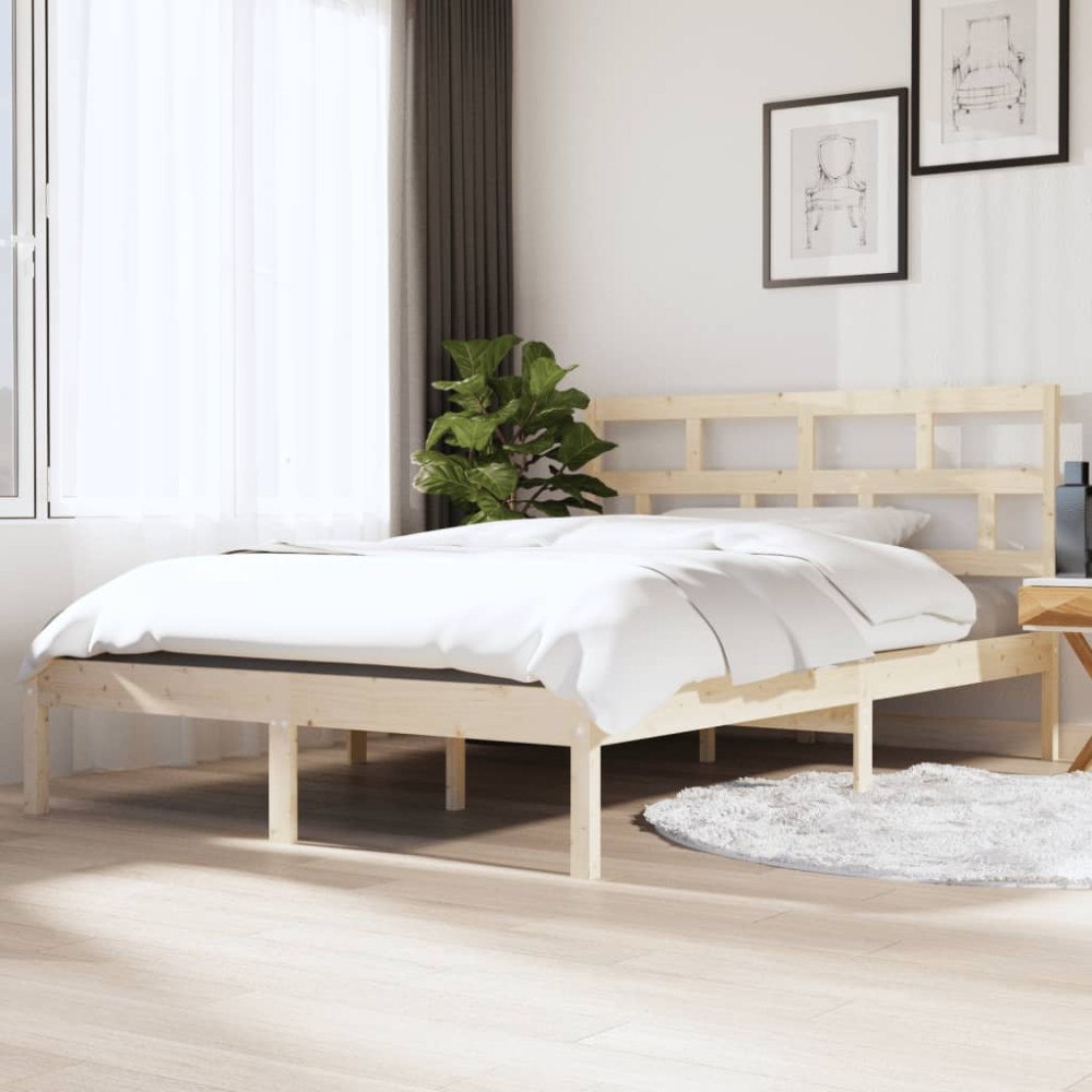 vidaXL Sängram massiv furu 140x190 cm