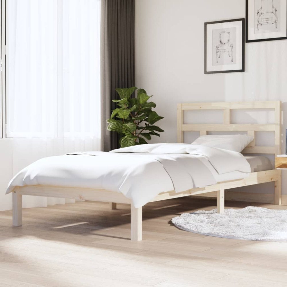 vidaXL Sängram massiv furu 90x200 cm