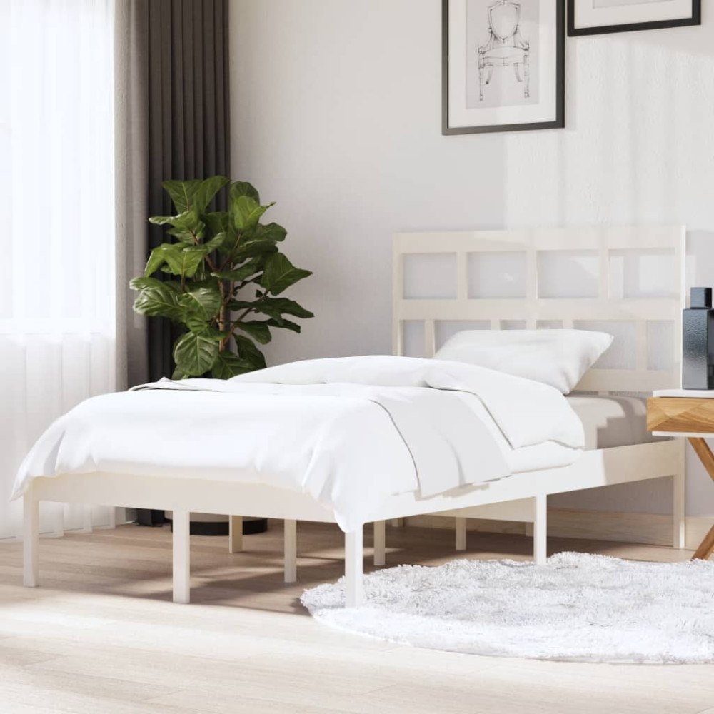 vidaXL Sängram vit massiv furu 120x200 cm