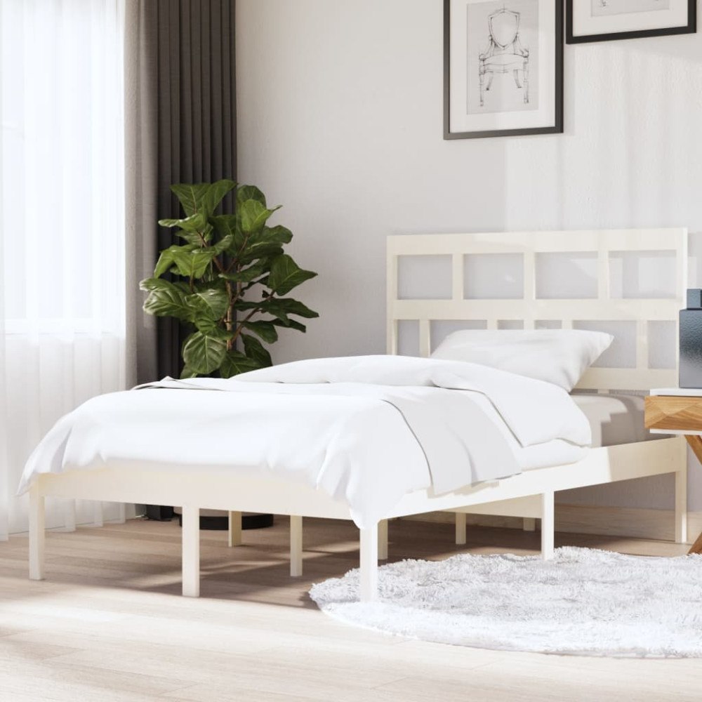 vidaXL Sängram vit massiv furu 140x200 cm
