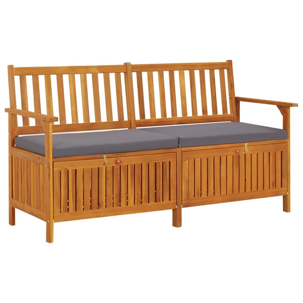 vidaXL Förvaringsbänk med dyna 148 cm massivt akaciaträ