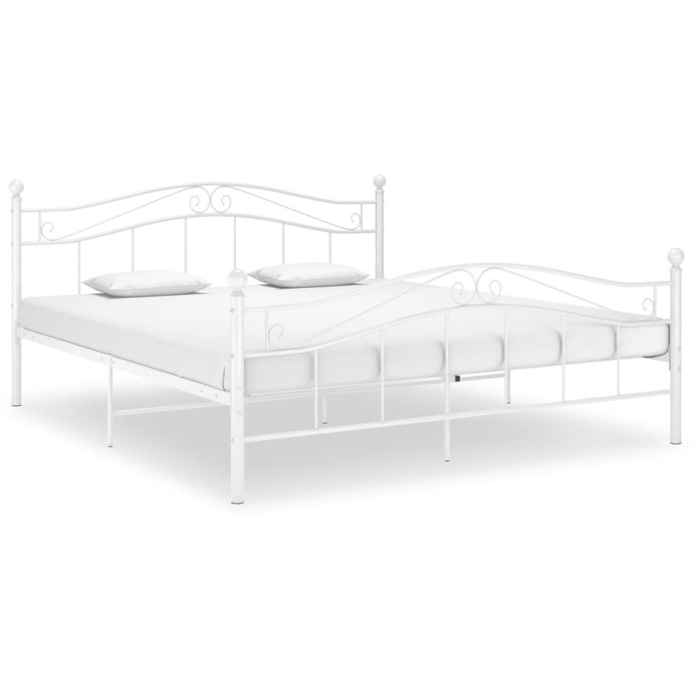 vidaXL Sängram utan madrass vit metall 200x200 cm