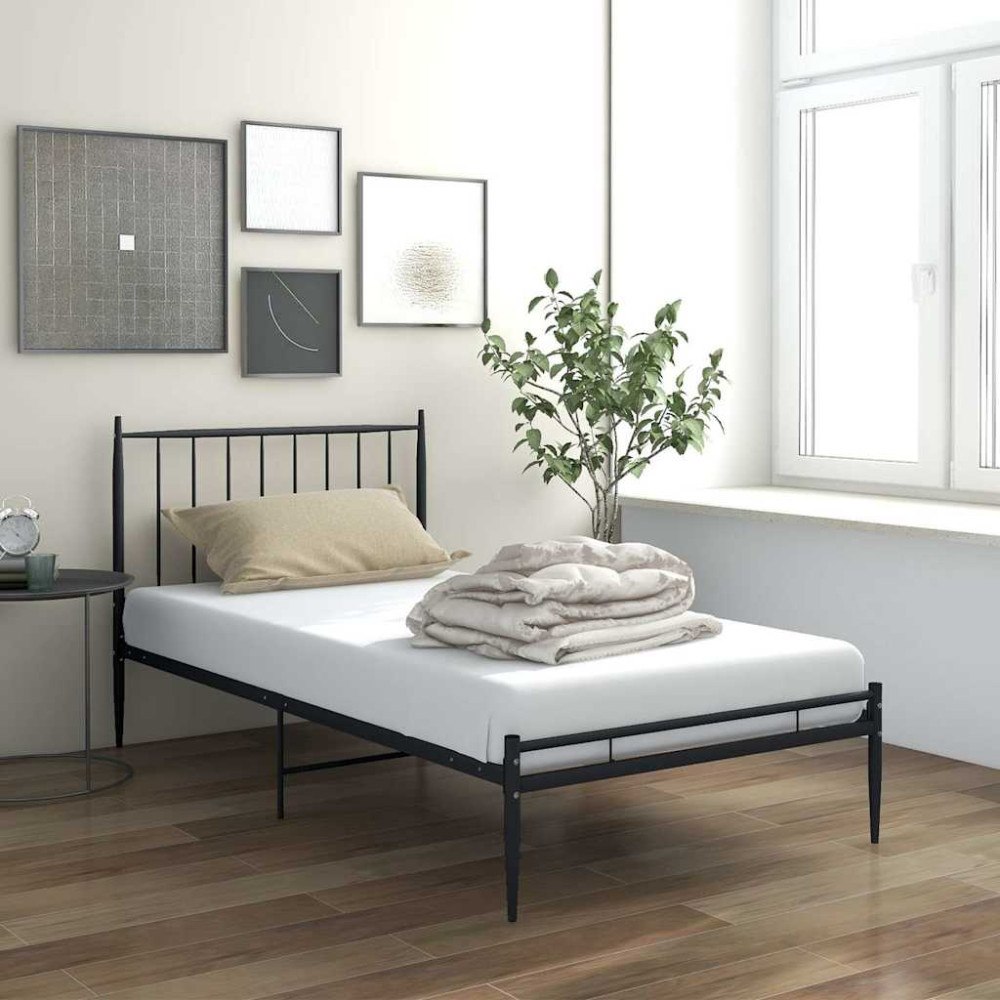vidaXL Sängram utan madrass svart metall 90x200 cm
