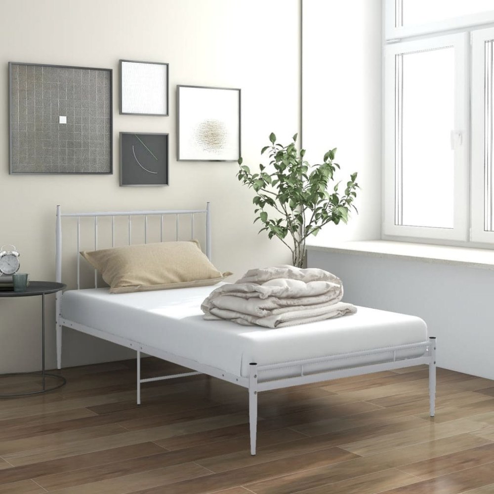 vidaXL Sängram utan madrass vit metall 90x200 cm