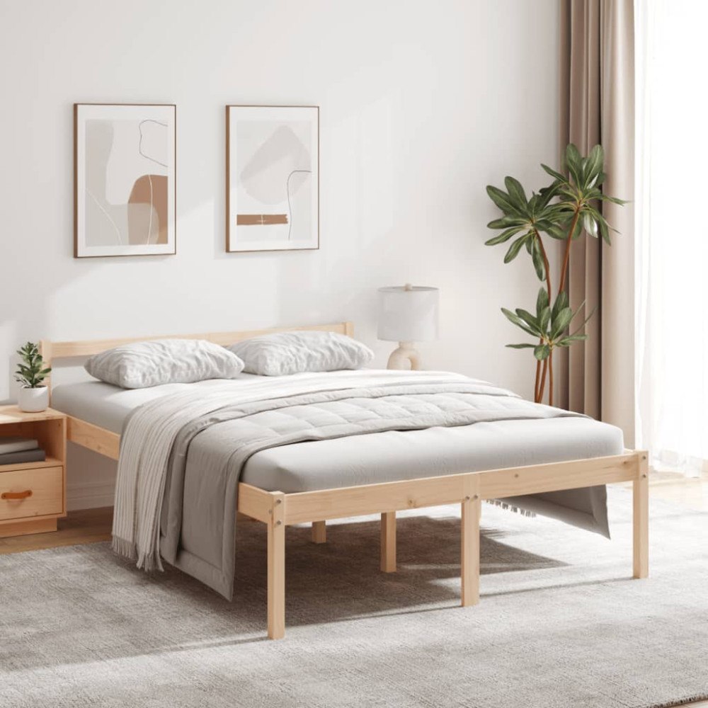 vidaXL Säng grå 135x190 cm massiv furu