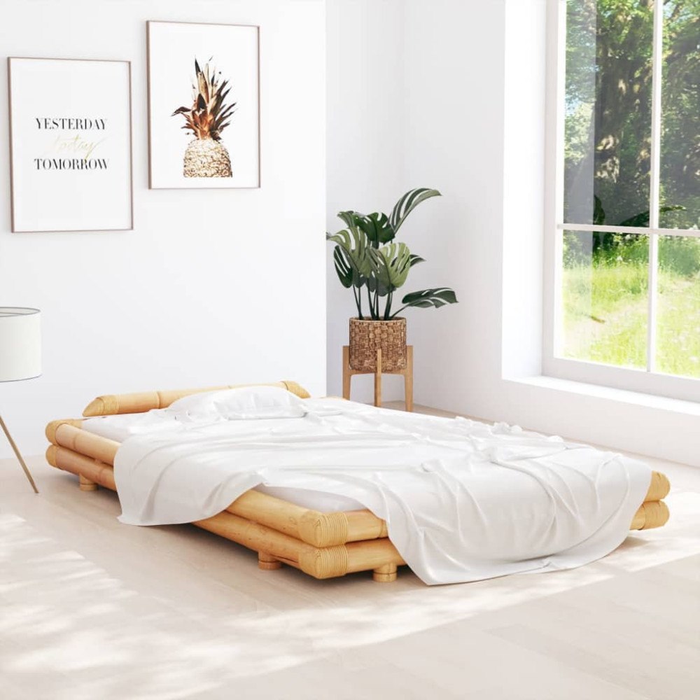 vidaXL Sängram svart bambu 120x200 cm