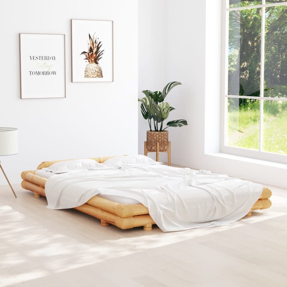 vidaXL Sängram utan madrass bambu 140x200 cm