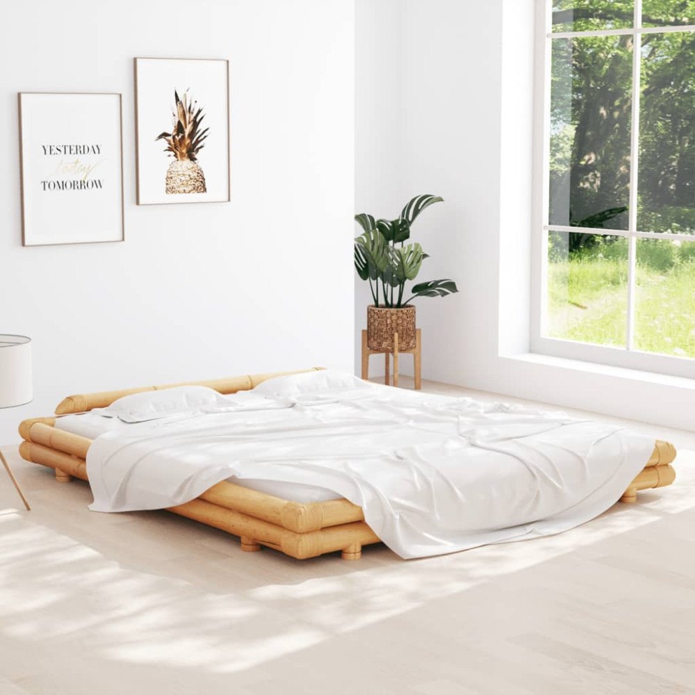 vidaXL Sängram utan madrass bambu 180x200 cm