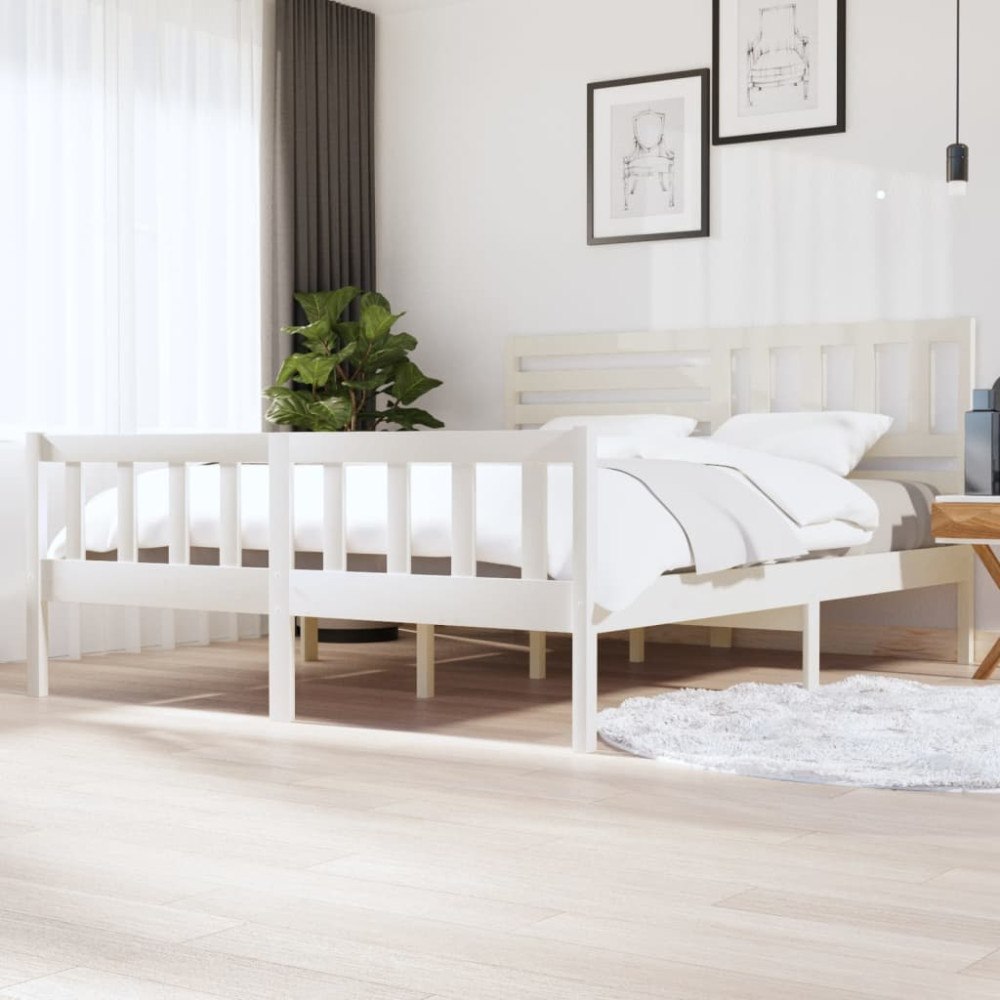 vidaXL Sängram massivt trä 180x200 cm vit