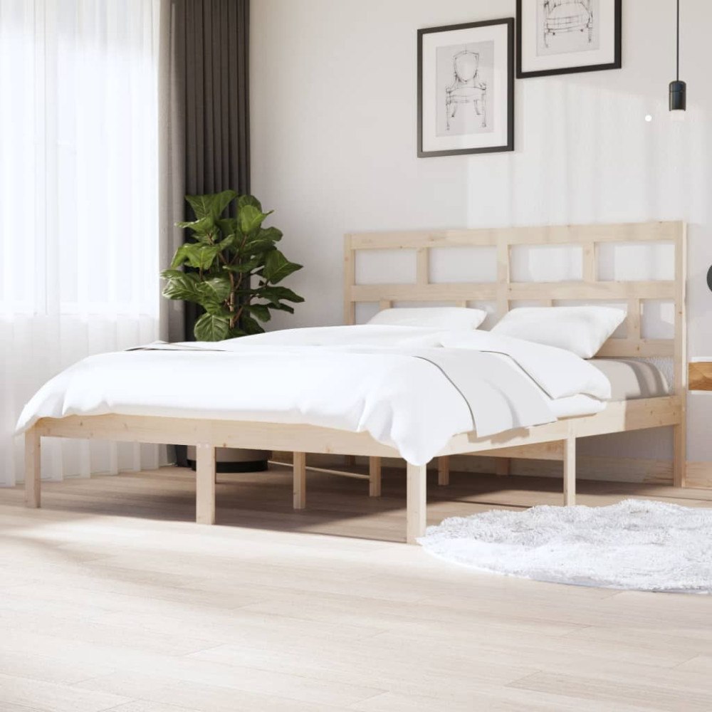 vidaXL Sängram massiv furu 160x200 cm