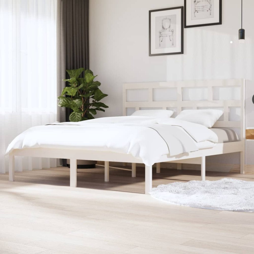 vidaXL Sängram massivt trä 180x200 cm vit