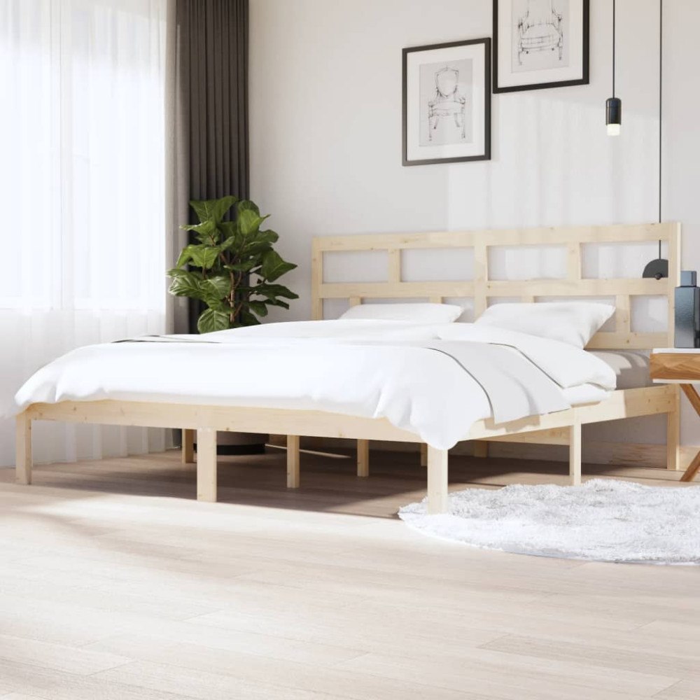 vidaXL Sängram massiv furu 200x200 cm