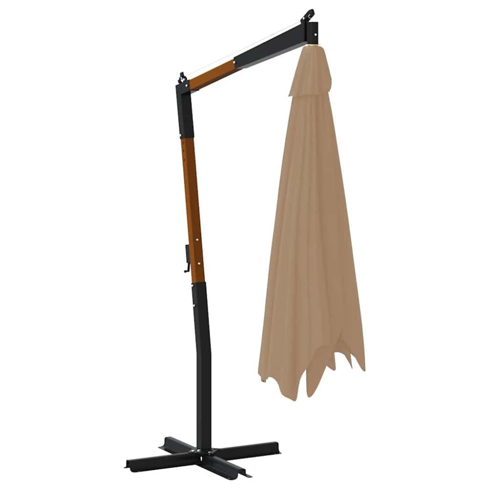 vidaXL Frihängande trädgårdsparasoll med trästång 400x300 cm taupe